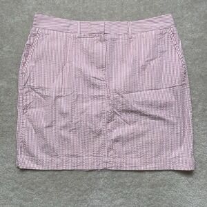 LL Bean Skirt Size 18 Petite Favorite Fit Straight Pink Seersucker Stripe NWOT